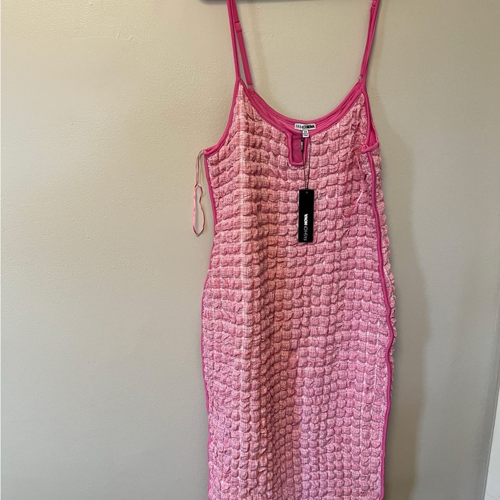 Havanna Honeycomb Midi Dress - Pink